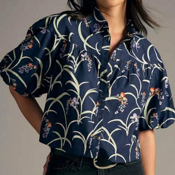 Anthropologie Maeve floral Bubble-Sleeve Blouse sz 3X--SOLD OUT on Anthro site - Picture 1 of 13